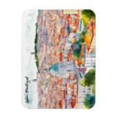 リスボンポルタルウォーターカラーパノラマビュー マグネット (縦)