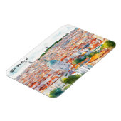 リスボンポルタルウォーターカラーパノラマビュー マグネット (左側)