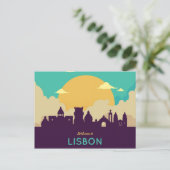 リスボンポルトガルのスカイライン旅行はがき インビテーションポストカード (スタンド正面)