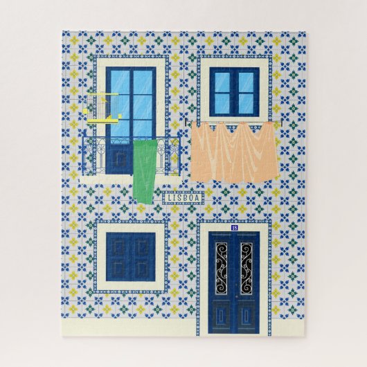 リスボンポルトガルのタイルと鳥の家 ジグソーパズル (縦)