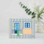 リスボンポルトガルのタイルと鳥の家 ポストカード (スタンド正面)