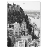 リスボンポルトガルの白黒のスカイライン クリップボード (裏面)