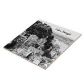 リスボンポルトガルの白黒のスカイライン タイル (側面)