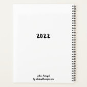 リスボンポルトガルの白黒のスカイライン プランナー手帳 (裏面)