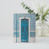 リスボンポルトガルの青いドア旅行郵便はがき インビテーションポストカード (スタンド正面)