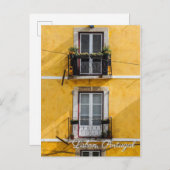 リスボンポルトガルの黄色い壁旅行郵便はがき インビテーションポストカード (正面/裏面)