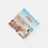 リスボンポルトガルアトランティックビーチレッドルーフズ スタンダードカクテルナプキン (角)