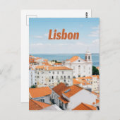 リスボンポルトガルアトランティックビーチレッドルーフズ ポストカード (正面/裏面)