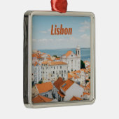 リスボンポルトガルアトランティックビーチレッドルーフズ メタルオーナメント (右)