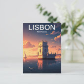 リスボンポルトガルアニメスタイルベレムタワートラベル ポストカード (スタンド正面)