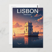 リスボンポルトガルアニメスタイルベレムタワートラベル ポストカード (正面/裏面)