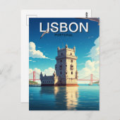 リスボンポルトガルアニメスタイルベレムタワートラベル ポストカード (正面/裏面)