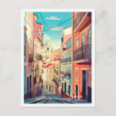 リスボンポルトガルアートヴィンテージトラベルイラストレーション ポストカード (正面)