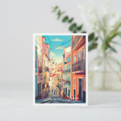 リスボンポルトガルアートヴィンテージトラベルイラストレーション ポストカード (スタンド正面)