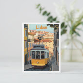 リスボンポルトガルアートヴィンテージトラベルイラストレーション ポストカード (スタンド正面)