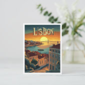 リスボンポルトガルアートヴィンテージトラベルイラストレーション ポストカード (スタンド正面)