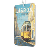 リスボンポルトガルイエロートラムトラベルアートヴィンテージ カーエアーフレッシュナー (左)