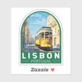 リスボンポルトガルイエロートラムトラベルアートヴィンテージ シール (シート)