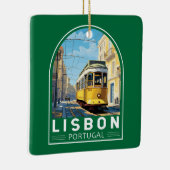 リスボンポルトガルイエロートラムトラベルアートヴィンテージ セラミックオーナメント (右)