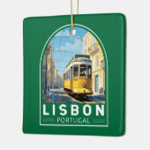 リスボンポルトガルイエロートラムトラベルアートヴィンテージ セラミックオーナメント (左)