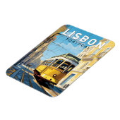 リスボンポルトガルイエロートラムトラベルアートヴィンテージ マグネット (左側)