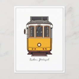 リスボンポルトガルイエロートラムフロントビュー ポストカード