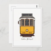 リスボンポルトガルイエロートラムフロントビュー ポストカード (正面/裏面)