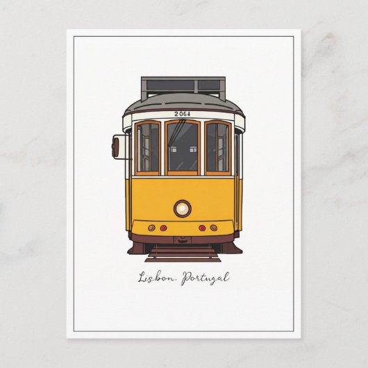 リスボンポルトガルイエロートラムフロントビュー ポストカード (正面)