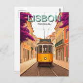 リスボンポルトガルイエロートラムポストカード ポストカード (正面/裏面)