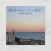 リスボンポルトガルシティサンセットフォトトラベルツーリズム スクエア名刺 (正面)