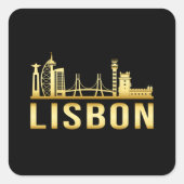 リスボンポルトガルシティスカイラインシティスケープおもしろいギフト スクエアシール (正面)