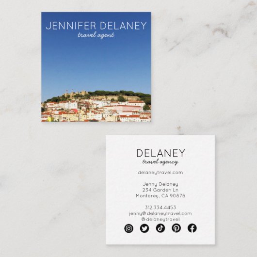 リスボンポルトガルシティヨーロッパフォトトラベルツーリズム スクエア名刺 (正面/裏面)