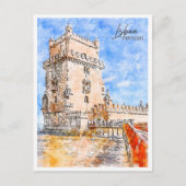 リスボンポルトガルトラベルプレイスウォーターカラー ポストカード (正面)