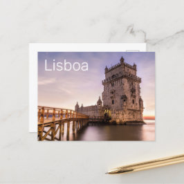 リスボンポルトガルトーレデベレムサンセットホリデー シーズンポストカード