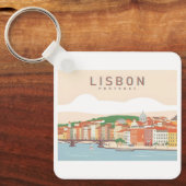 リスボンポルトガルパステルトラベルデザイン キーホルダー (正面)