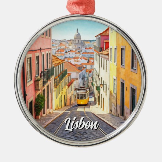 リスボンポルトガルパンテオンアルファマウォーターカラー メタルオーナメント (正面)