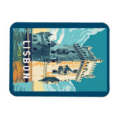 リスボンポルトガルベレムタワートラベルアートヴィンテージ マグネット (横)