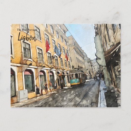 リスボンポルトガルポストカードでトラムに乗る ポストカード (正面)