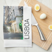 リスボンポルトガルレトロエレベータホリデーサミナリー キッチンタオル (四つ折り)