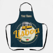 リスボンポルトガルレトロトラムヴィンテージ土産 エプロン (正面)