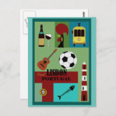 リスボンポルトガルヴィンテージトラベルアートポストカード ポストカード (正面/裏面)