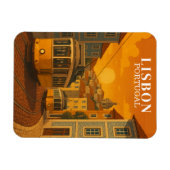 リスボンポルトガルヴィンテージトラベルイエロートラム マグネット (横)