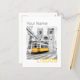 リスボンポルトガルヴィンテージホリデートラムスベニュー シーズンポストカード