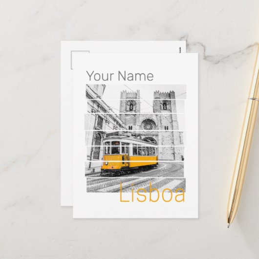 リスボンポルトガルヴィンテージホリデートラムスベニュー シーズンポストカード (正面/裏面インサイチュ)