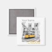 リスボンポルトガルヴィンテージホリデートラムスベニュー マグネット (正面/裏面)