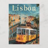 リスボンポルトガルヴィンテージレトロ旅行イラストレーション ポストカード (正面)