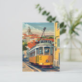 リスボンポルトガルヴィンテージレトロ旅行イラストレーション ポストカード (スタンド正面)