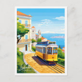 リスボンポルトガルヴィンテージ旅行イラストレーション ポストカード (正面)