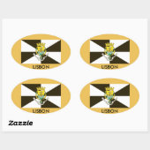 リスボンポルトガル国旗のオーバルステッカー 楕円形シール (シート)