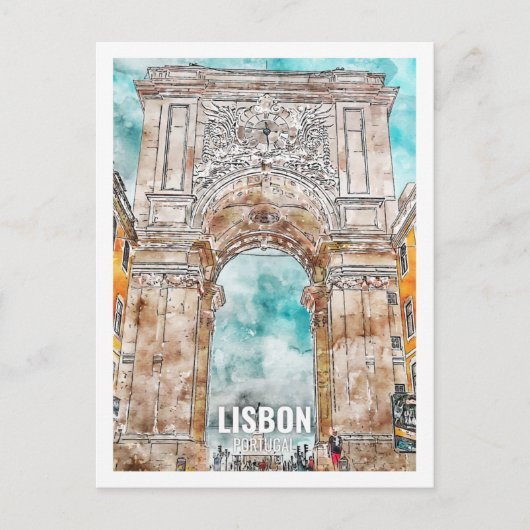 リスボンポルトガル有名な旅行プレイスウォーターカラー ポストカード (正面)